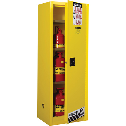 Sure-Grip&reg; EX Slimline Flammable Safety Cabinet, 22 gal., 1 Door, 23.25" W x 65" H x 18" D Equipex