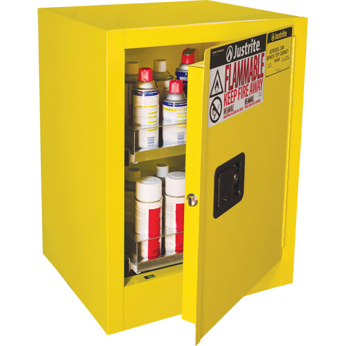 Armoire de s&eacute;curit&eacute; d'&eacute;tabli pour produits inflammables EX Sure-Grip, 24 gal., 1 Porte(s), 21" La x 27" h x 18" p Equipex