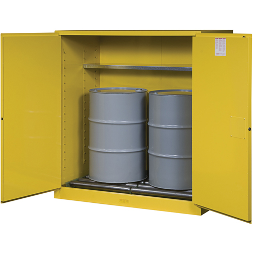 Sure-Grip&reg; EX Vertical Drum Storage Cabinets, 110 US gal. Cap., 2 Drums, Yellow Equipex