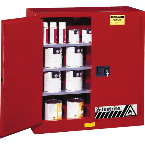 Armoire de s&eacute;curit&eacute; pour la peinture et les encres combustibles EX Sure-Grip, 40 gal., 3 tablettes Equipex