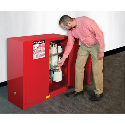 Armoire de s&eacute;curit&eacute; pour la peinture et les encres combustibles EX Sure-Grip, 40 gal., 3 tablettes Equipex