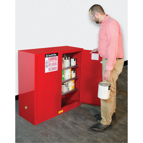 Armoire de s&eacute;curit&eacute; pour la peinture et les encres combustibles EX Sure-Grip, 40 gal., 3 tablettes Equipex