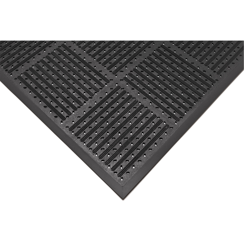 Tapis r&eacute;versible Outfront no 227, Caoutchouc, Grattoir Type, Motif &agrave; fentes, 3' x 6', Noir Equipex