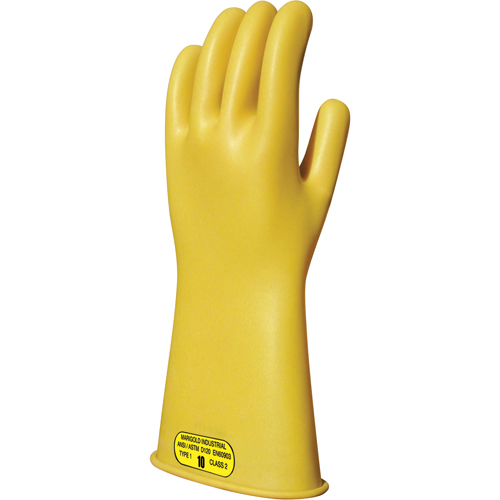 Gants isolants en caoutchouc naturel jaune, ASTM classe 2, Taille 8, 14" lo Equipex