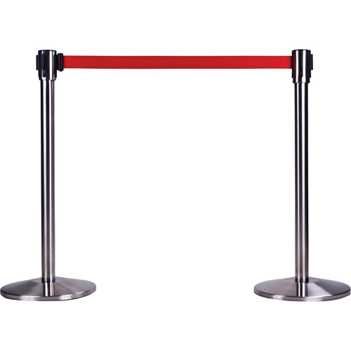 Poteau r&eacute;cepteur pour barri&egrave;res sur pieds pour le contr&ocirc;le des foules, Hauteur de 35", Acier inoxydable Equipex