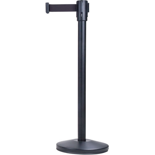 Barri&egrave;res sur pieds pour le contr&ocirc;le des foules, Acier, 35" h, Ruban Noir, Longueur du ruban 7' Equipex