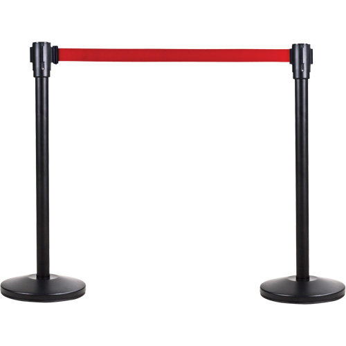 Poteau r&eacute;cepteur pour barri&egrave;res sur pieds pour le contr&ocirc;le des foules, Hauteur de 35", Noir Equipex