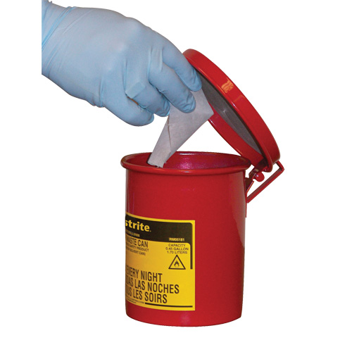 Mini Bench - Top Oily Waste Cans, FM Approved, 0.45 US gallon, Red Equipex