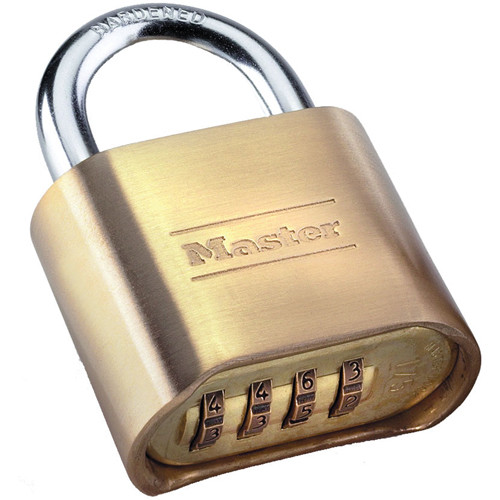 Combination Padlock, Silver, Brass Coating, 2" Width Equipex