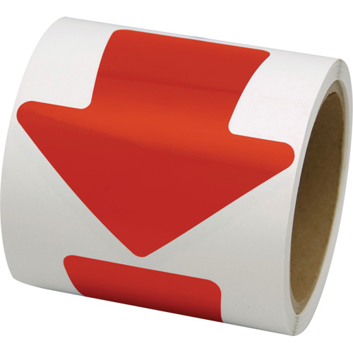 D&eacute;calcomanie en couleur pour le marquage des planchers, Fl&egrave;che, 4" lo x 4" la, Rouge, Vinyle Equipex
