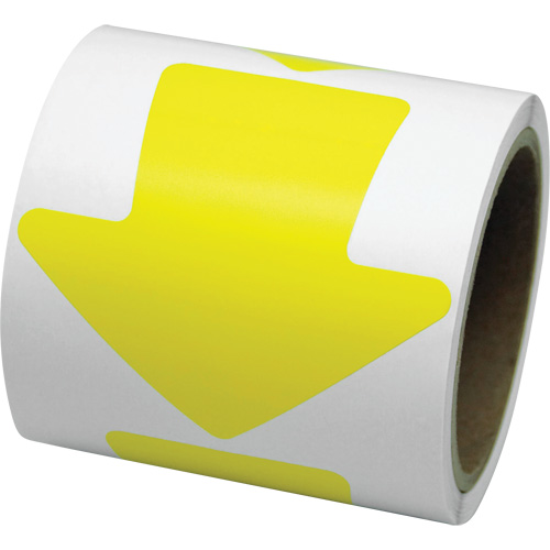Coloured Floor Marking Decals, Arrow, 4" L x 4" W, Yellow, Vinyl Equipex