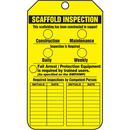 &eacute;tiquettes de s&eacute;curit&eacute; d'inspection et de contr&ocirc;le de l'&eacute;tat de l'&eacute;quipement, Papier cartonn&eacute;, 3-1/8" la x 5-7/8" h, Anglais Equipex