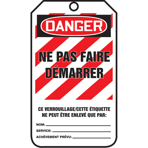 &eacute;tiquettes de verrouillage, Papier cartonn&eacute;, 3-1/8" la x 5-7/8" h, Français Equipex