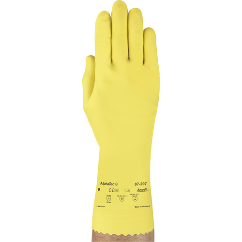 VersaTouch&reg; 297 Gloves, Size X-Large/10, 12" L, Rubber Latex, Flock-Lined Inner Lining, 20-mil Equipex