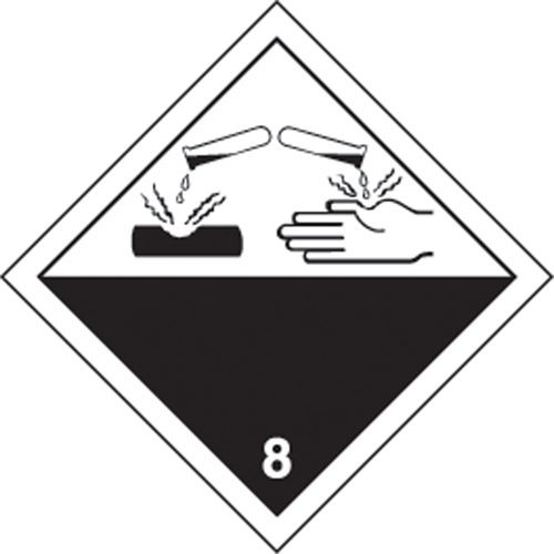 &eacute;tiquettes d'exp&eacute;dition TMD, Classe 8, Corrosifs, Vinyle Equipex