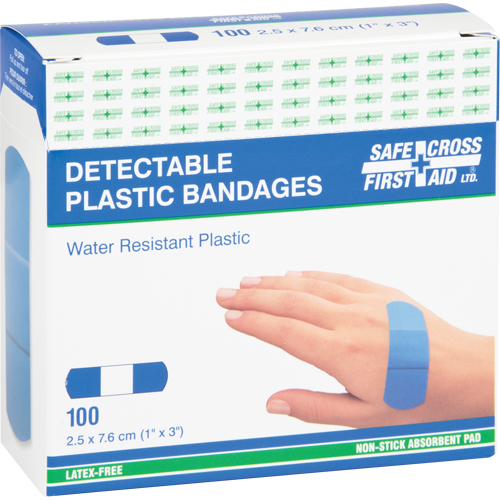 Bandages, Rectangulaire/carr&eacute;e, 3", Plastique d&eacute;tectable, St&eacute;rile Equipex