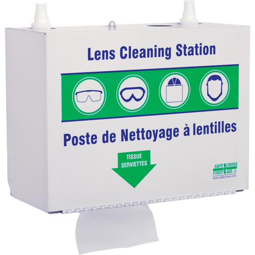 Metal Lens Cleaning Stations - Two 500ml Solutions & 1 Box of Tissue, Metal, 10.5" L x 5.5" D x 6.3" H Equipex