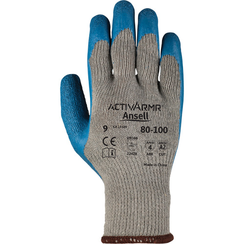 ActivArmr&reg; 80-100 Gloves, 9/Large, Rubber Latex Coating, 10 Gauge, Polyester/Cotton Shell Equipex