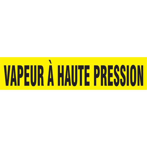 Marqueur de tuyau "Vapeur &agrave; Haute Pression", Autocollant, 1-1/2" h x 8" la, Noir sur jaune Equipex