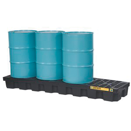 Palettes pour contr&ocirc;le des d&eacute;versements EcoPolyBlend avec drain, Capacit&eacute; de d&eacute;versement 75 gal. US, 97" x 25" x 9" Equipex