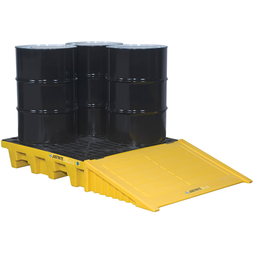 EcoPolyBlend Spill Control Pallets - With Drain, 73 US gal. Spill Capacity, 49" x 49" x 10.2" Equipex