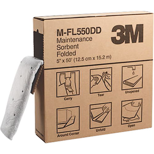 Folded Sorbents, 50' L x 5" W, 10.5 gal. Absorbancy Equipex