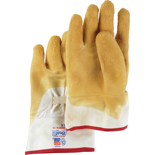 Nitty Gritty&reg; Coated Gloves, 10/Large, Rubber Latex Coating, Cotton Shell Equipex