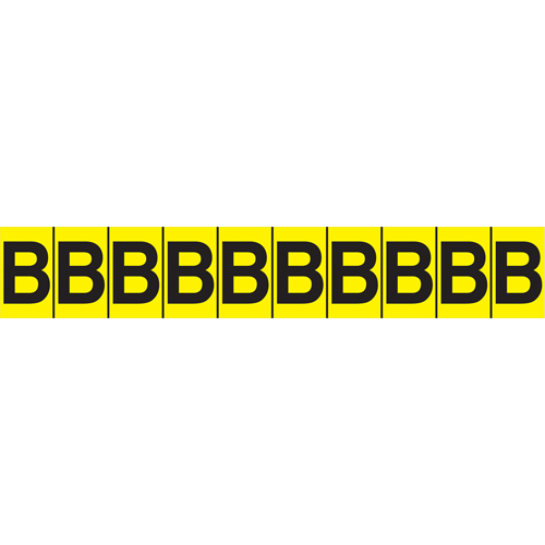 Rep&egrave;res adh&eacute;sifs &agrave; lettres individuelles, E, 1" h, Noir sur jaune Equipex