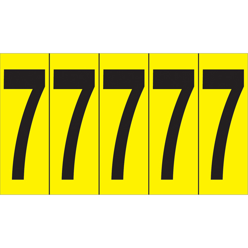 Individual Adhesive Number Markers, 7, 3-7/8" H, Black on Yellow Equipex