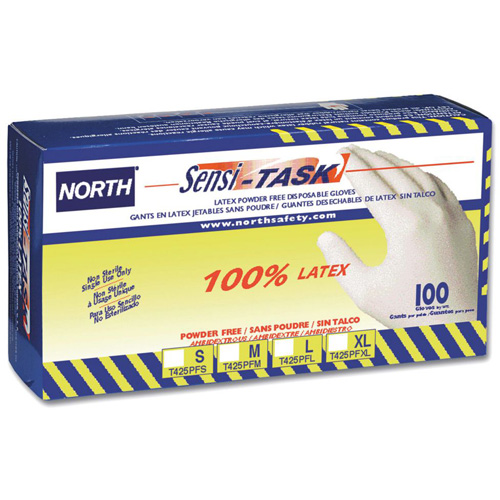 Sensi-Task Disposable Gloves, Large, Latex, 5-mil, Powder-Free, White Equipex
