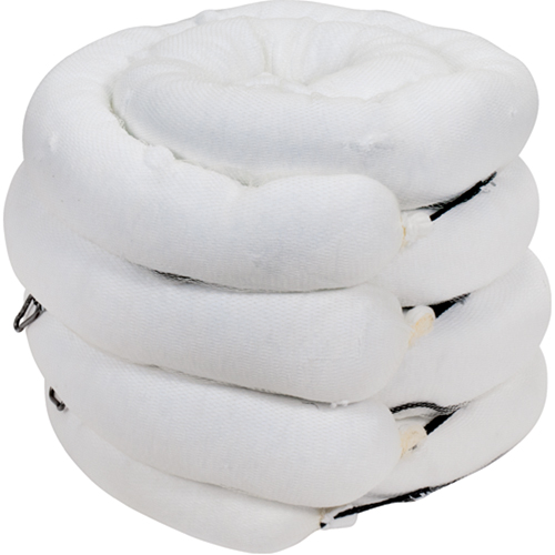 Barrage absorbant de premi&egrave;re qualit&eacute;, Huile seulement, 10' lo x 5" la, Absorption 35 gal., 4 /pqt Equipex
