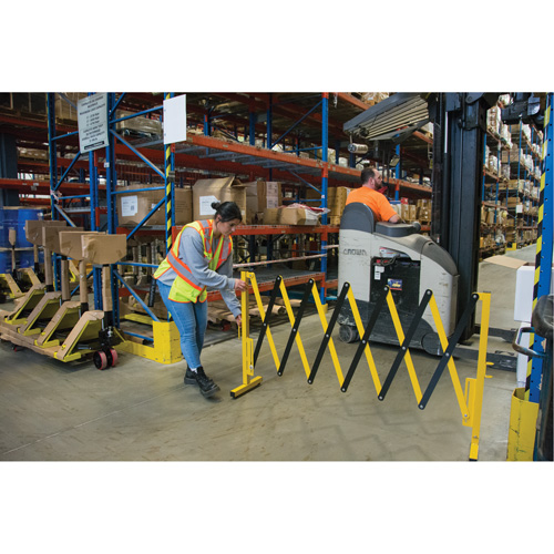 Expandable Barrier, 37" H x 11' L, Black/Yellow Equipex