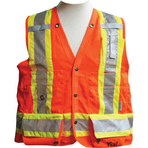 Vestes de s&eacute;curit&eacute; pour arpenteur, Orange haute visibilit&eacute;, Moyen, Polyester Equipex