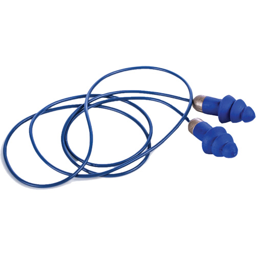 Rockets&reg; Metal Detectable Reusable Earplugs, Corded, One-Size, Bulk - Plastic Case, 27 NRR dB Equipex