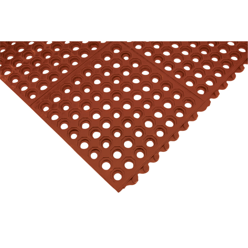 Anti-Fatigue Link Matting, Honeycomb, 3' x 3' x 1/2", Brown, Nitrile/Rubber Equipex