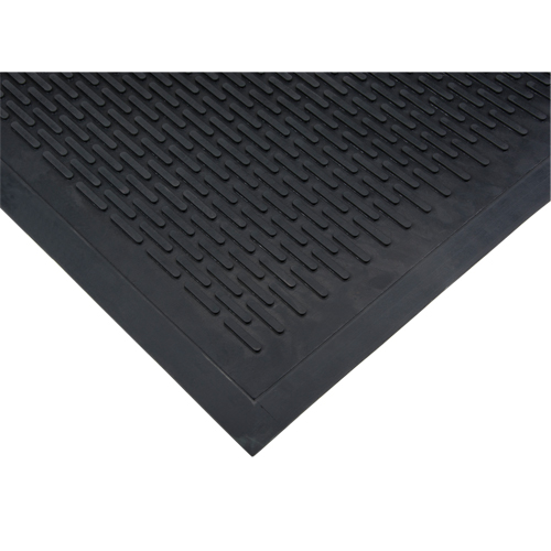 Low-Profile Matting, Rubber, Scraper Type, Solid Pattern, 3' x 5', Black Equipex