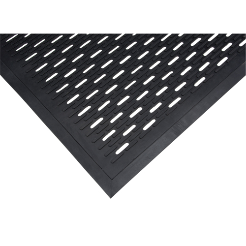 Low-Profile Matting, Rubber, Scraper Type, Slotted Pattern, 3' x 5', Black Equipex