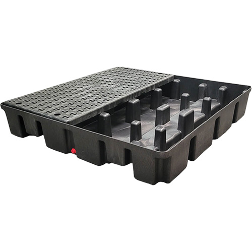 Nestable Spill Pallet Without Drain, 66 US gal. Spill Capacity, 49" x 49" x 10.5" Equipex