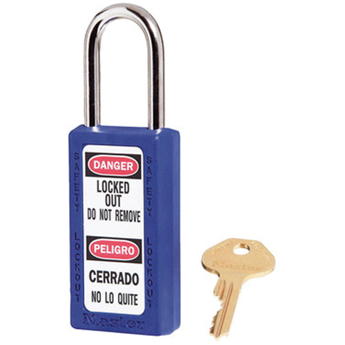 411 Zenex Safety Padlocks, Blue, Keyed Alike, Thermoplastic, 1-1/2" Width Equipex