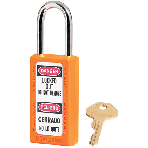 411 Zenex Safety Padlocks, Orange, Keyed Alike, Thermoplastic, 1-1/2" Width Equipex