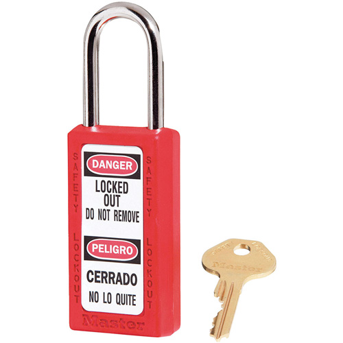 Cadenas de s&eacute;curit&eacute; Zenex 411, Rouge, Cl&eacute;s identiques, Thermoplastique, Largeur de 1-1/2" Equipex
