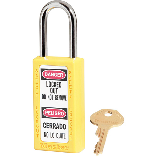 Cadenas de s&eacute;curit&eacute; Zenex 411, Jaune, Cl&eacute;s identiques, Thermoplastique, Largeur de 1-1/2" Equipex