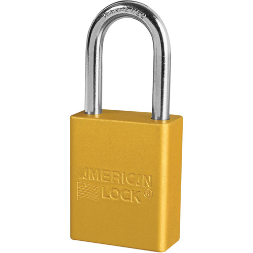Cadenas de s&eacute;curit&eacute; American Lock, Jaune, Cl&eacute;s identiques, Aluminium, Largeur de 1-1/2" Equipex