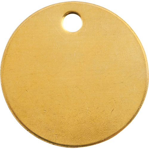 &eacute;tiquettes vierges, Laiton, 1,375" dia. Equipex