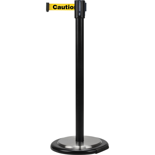 Free-Standing Crowd Control Barrier, Steel, 35" H, Yellow Tape, 7' Tape Length Equipex