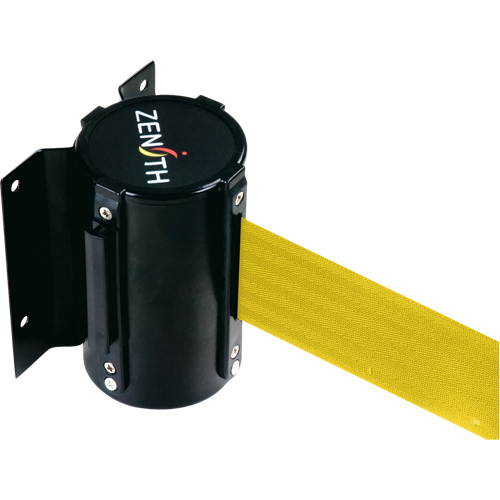 Wall Mount Barrier, Steel, Screw Mount, 12', Yellow Tape Equipex