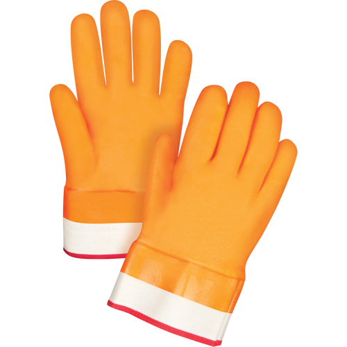 Gants doubl&eacute;s pour l'hiver r&eacute;sistants aux produits chimiques, Taille Grand/9, 10" lo, PVC, Doublure en Molleton de mousse, Gant de calibre hiver Equipex
