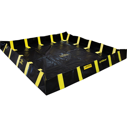 QuickBerm&reg; Containment Berm with Inside Wall Supports, 745 US gal. Capacity, 10' W x 10' L x 12" H, Snap-Up Bracket Equipex