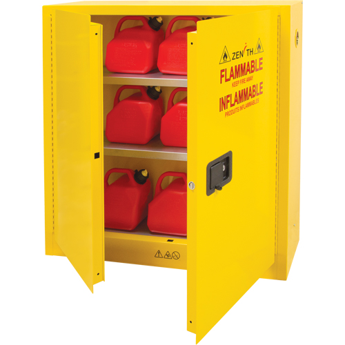 Flammable Storage Cabinet, 24 gal., 2 Door, 43" W x 44" H x 12" D Equipex