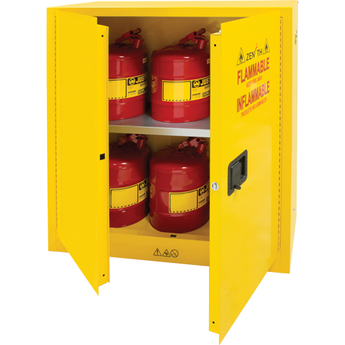 Flammable Storage Cabinet, 30 gal., 2 Door, 43" W x 44" H x 18" D Equipex
